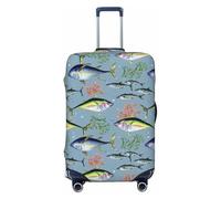 Kuilepa Various Wild Sea Fish Print Luggage Covers For Suitcase,Elastic Washable & Stretchable Suitcase Covers For Luggage, Anti-Scratch - Fits 18-32 Inch Luggage-No Luggage Included, Black, S