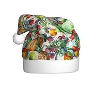 Kuilepa Vegan Print Christmas Hat,Santa Hat,Xmas Holiday Hat For Adults,Thickened Santa Hats For Christmas New Year Holiday Party Supplies
