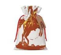Kuilepa Vintage Cowboy On A Bronco Horse Print Linen Burlap Bags With Gift Tags,Gift Bags Wedding Party,Christmas Birthday Presents For Party Home Supplies