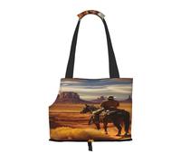 Kuilepa Western Desert Cowboy Cloud Print Dog Carrier for Small Dogs,Soft Sided Pet Carrier Bag with Pockets,Portable Medium Dog Puppy Large Cat Travel Handbag Tote for Hiking Traveling Outdoor