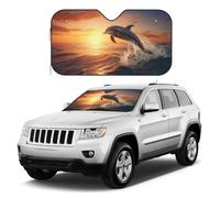 Kuilepa Windshield Sun Shade,Car Front Window Shades Sunshade Cover Sun Visor Shield Block Foldable Sun Shield for Car Pickup Truck SUV (Sunset Dancing Dolphin,Small)
