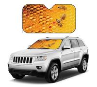 Kuilepa Windshield Sun Shade,Car Front Window Shades Sunshade Cover Sun Visor Shield Block Foldable Sun Shield for Car Pickup Truck SUV (Bees On Hive Honeycomb,Medium)