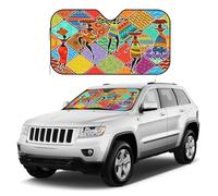 Kuilepa Windshield Sun Shade,Car Front Window Shades Sunshade Cover Sun Visor Shield Block Foldable Sun Shield for Car Pickup Truck SUV (Dancing African Womans,Medium)