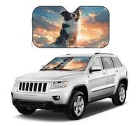 Kuilepa Windshield Sun Shade,Car Front Window Shades Sunshade Cover Sun Visor Shield Block Foldable Sun Shield for Car Pickup Truck SUV (Cloud Border Collie,Small)