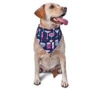 Kuilepa Wine Glasses and Cocktails Print Dog Bandana Birthday Gift Washable Christmas Bandana Scarf for Small to Large Dog Puppy Cat