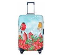 Kuilepa Winter Birds On The Fence Print Luggage Covers For Suitcase,Elastic Washable & Stretchable Suitcase Covers For Luggage, Anti-Scratch - Fits 18-32 Inch Luggage-No Luggage Included, Black, S