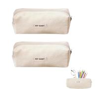 KUILOESS 2 Pieces Corduroy Pencil Case, Aesthetic Pencil Case for School Season, Simple Solid Color Pencil Bag, Large Capacity Pencil Pouch, Zipper Stationery Bag Makeup Bag, Pen Bag for Students
