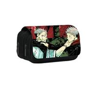 KUILOESS Anime Jujutsu Kaise Figure Sukuna Pencil Case for Teens Student Anime Figure Satoru Go Jo Penbox Double Layer Printed Pen Bag Large Capacity for School