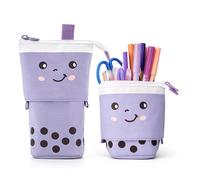 KUILOESS Cute Cartoon Cat Stand up Pencil, Cat Pencil Case for Girls, Large Lightweight Canvas Holder for Kids Students Adults Girls Boys Presents