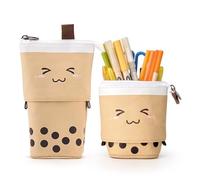 KUILOESS Cute Cartoon Cat Stand up Pencil, Cat Pencil Case for Girls, Large Lightweight Canvas Holder for Kids Students Adults Girls Boys Presents