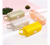 KUILOESS Hand Strap Pencil Case, 1pcs Portable Pencil Bag Small Simple Double Zipper Candy Color Greenwith Hand Strap for Cosmetic Bag, Storage Bag, Brush Case, Coin Purse