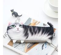 KUILOESS Kitten Cat Pencil Case, 3D Cute Cat Pencil Case Makeup Cosmetic Bag Clutch Bag Portable Key Coin Purse