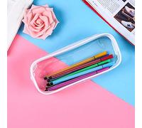 KUILOESS Multi Functional Transparent Clear PVC Portable Tool Pencil Case Bag Accessories Organizer Storage Holder with Zipper for Boys Girls 20cmx8cmx3.5cm