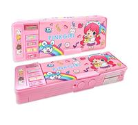KUILOESS Pop Up Multifunctional Pencil Case for Boys and Girls, Cute Cartoon Pattern Pencil Case with Pencil Sharpener, Whiteboard, Best Birthday Gift, Black, 1 Stück, Plastic Pencil Box