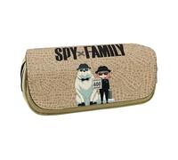 KUILOESS Spy x Family Large-Capacity Pencil Case Waterproof Canvas Flap Pencil Pouch Student Stationery Bag