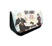 KUILOESS Spy x Family Waterproof Canvas Flap Pencil Pouch Large-Capacity Pencil Case Student Stationery Case