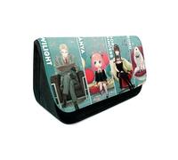 KUILOESS Spy x Family Waterproof Canvas Flap Pencil Pouch Large-Capacity Pencil Case Student Stationery Case