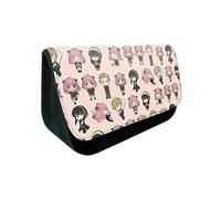 KUILOESS Spy x Family Waterproof Canvas Flap Pencil Pouch Large-Capacity Pencil Case Student Stationery Case