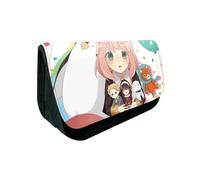 KUILOESS Spy x Family Waterproof Canvas Flap Pencil Pouch Large-Capacity Pencil Case Student Stationery Case