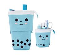 KUILOESS Velvet Milk Tea Pencil Case, Telescopic, Zipper, Unisex, 1 Compartment, Stationery Storage