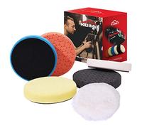 KUIMIT 7" Buffing Polishing Pads, 6Pcs 7 Inch 180mm for 6.7 Inch Backing Plate, Compound Buffing Sponge Pads and Woolen Pads Cutting Polishing Pad Kit for Car Buffer Polisher (Honeycomb Structure)