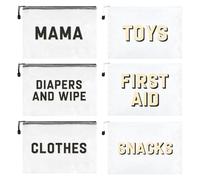 KUIRAN 6pcs Hospital Diaper Bag Organizing Pouches for Labor and Delivery, Maternity Essentials Diaper Bag Organizer for Mommy Travel - Black/White