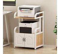 KUISDEYI Printer Stand Sturdy, Stable Metal Construction 3-layer Storage Rack on the Table Side with Lockers for Fax, Scanner, Printer, Office Supplies-Compact and Mobile Printer Stand(A)