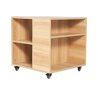 KUISDEYI Printer Stand Swivel Wheels for Mobility Wooden Work Cart for Printers, Copiers, Folders and Accessories Office Furniture 60×60cm Printer Stand(B)