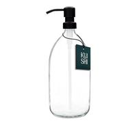 Kuishi 1000ml Glass Soap Dispenser with Black Stainless Steel Pump - Refillable BPA-Free Hand Soap Dispenser for Kitchen & Bathroom, Clear