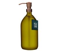 Kuishi 1000ml Green Matte Glass Soap Dispenser with Bronze Stainless Steel Pump - Refillable BPA-Free Shampoo and Conditioner Dispenser - Hand Soap Bottle for Kitchen & Bathroom