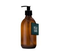 Kuishi 300ml Glass Soap Dispenser with Black Plastic Pump - Pack of 1 Refillable BPA-Free Hand Soap Dispenser for Kitchen & Bathroom, Amber