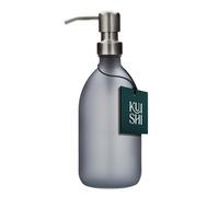 Kuishi 300ml Matte Grey Glass Soap Dispenser with Silver Stainless Steel Pump - Refillable BPA-Free Hand Wash Bottle - Shampoo and Conditioner Dispenser for Kitchen & Bathroom