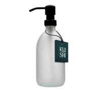 Kuishi 300ml White Matte Glass Soap Dispenser with Black Stainless Steel Pump - Refillable BPA-Free Hand Soap Dispenser - Shampoo and Conditioner Dispenser for Kitchen & Bathroom