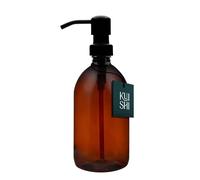 Kuishi 500ml Amber Plastic Soap Dispenser with Black Stainless Steel Pump - Refillable BPA-Free Shampoo and Conditioner Dispenser - Hand Soap Bottle for Kitchen & Bathroom (2 Pack)