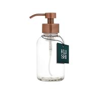 Kuishi 500ml Clear Glass Foaming Soap Dispenser with Bronze Stainless Steel Pump - BPA-Free UV Protective Hand Wash & Washing Up Liquid Dispenser for Kitchen & Bathroom