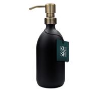 Kuishi 500ml Matte Black Soap Dispenser with Gold Stainless Steel Pump - Refillable BPA-Free Hand Soap Bottle - Shampoo and Conditioner Dispenser for Kitchen & Bathroom