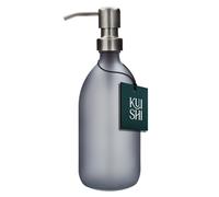 Kuishi 500ml Matte Grey Glass Soap Dispenser with Silver Stainless Steel Pump - Refillable BPA-Free Hand Wash Bottle - Shampoo and Conditioner Dispenser for Kitchen & Bathroom