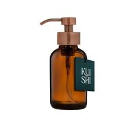 Kuishi Amber Amber Glass Foaming Liquid Soap Dispenser with Bronze Stainless Steel Pump, 500ml Recycled Soap Bottle, UV Protective Glass, BPA-Free