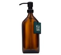 Kuishi Amber Glass Soap Dispenser With Press Down Head - Replaceable Stainless Steel Nozzle- Recycled Amber Glass- Eco Friendly- Versatile- Elegant- Modern Home Décor (500ml)