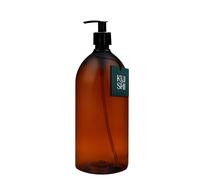 Kuishi Brown Amber Plastic Bottles with Pump Dispenser [1000ml x 1], BPA-Free Pump, Empty Pump Bottles for Handwash, Lotions, Sanitiser, Shampoo, Conditioner, Shower Gel.