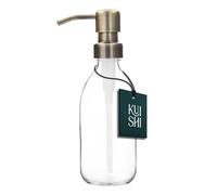 Kuishi Clear Glass Soap Dispenser [250ml, Bronze Pump] Refillable Amber Glass Bottle with Stainless Steel Pump, Eco-Friendly (BPA-Free)