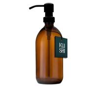 Kuishi Glass Soap Dispenser with Black Stainless Steel Pump - 500ml Refillable BPA-Free Hand Soap Dispenser for Kitchen & Bathroom, Amber