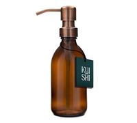 Kuishi Glass Soap Dispenser with Bronze Stainless Steel Pump - 250ml Refillable BPA-Free Hand Soap Dispenser for Kitchen & Bathroom, Amber