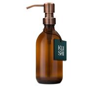 Kuishi Glass Soap Dispenser with Bronze Stainless Steel Pump - 300ml Refillable BPA-Free Hand Soap Dispenser for Kitchen & Bathroom, Amber