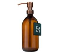 Kuishi Glass Soap Dispenser with Bronze Stainless Steel Pump - 500ml Refillable BPA-Free Hand Soap Dispenser for Kitchen & Bathroom, Amber