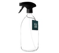 Kuishi Glass Spray Bottle - 1000ml Pack of 1 Refillable Spray Bottle for Cleaning, Plants & Hair, with Black Plastic Trigger, Clear BPA-Free Water Spray Bottle for Gardening & Essential Oils
