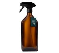 Kuishi Glass Spray Bottle - 500ml Pack of 1 Refillable Spray Bottle for Cleaning & Plants, Black Plastic Trigger, Rectangle Amber BPA-Free Water Mister for Hair, Gardening & Essential Oils