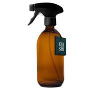 Kuishi Glass Spray Bottle - 500ml Pack of 1 Refillable Spray Bottle for Cleaning, Plants & Hair, with Black Plastic Trigger, Amber BPA-Free Water Spray Bottle for Gardening & Essential Oils