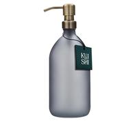 Kuishi Grey Matte Amber 1000ml Glass Soap Dispenser with Golden Stainless-Steel Pump, Eco-friendly, Elegant Bathroom Kitchen Counter Decoration Tool
