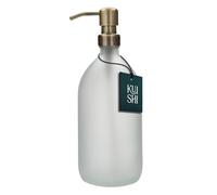 Kuishi Matt Glass White Soap Dispenser Pump Bottle [1000ml, Gold], Glass Bottle Soap Dispenser with Stainless Steel Pump, White Bathroom Accessories (BPA-Free) …
